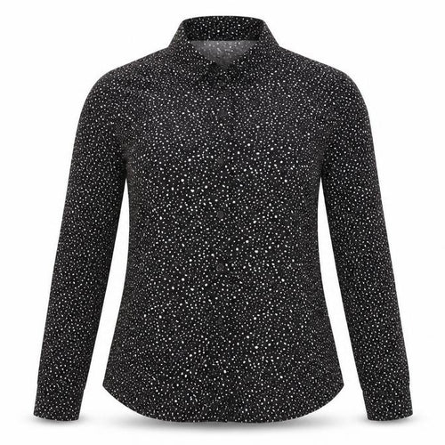 Mango Women's Black Polka Dot Button-Up Shirt Size 12