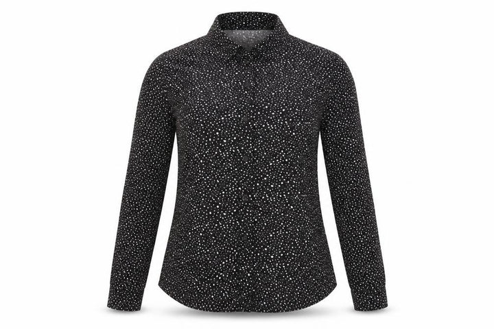 Mango Women's Black Polka Dot Button-Up Shirt Size 12