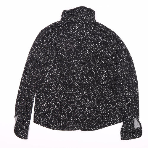 Mango Women's Black Polka Dot Button-Up Shirt Size 12