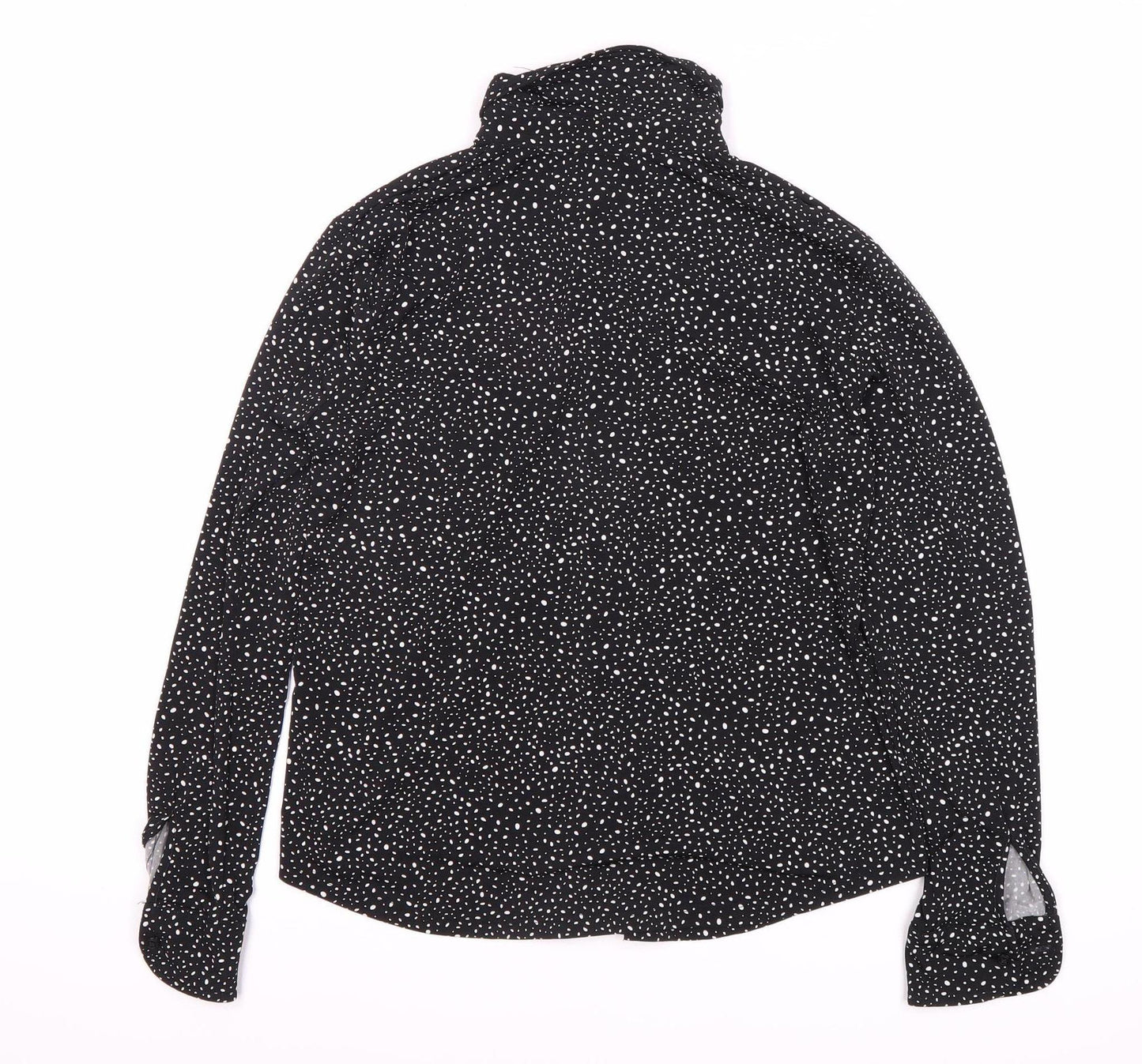 Mango Women's Black Polka Dot Button-Up Shirt Size 12