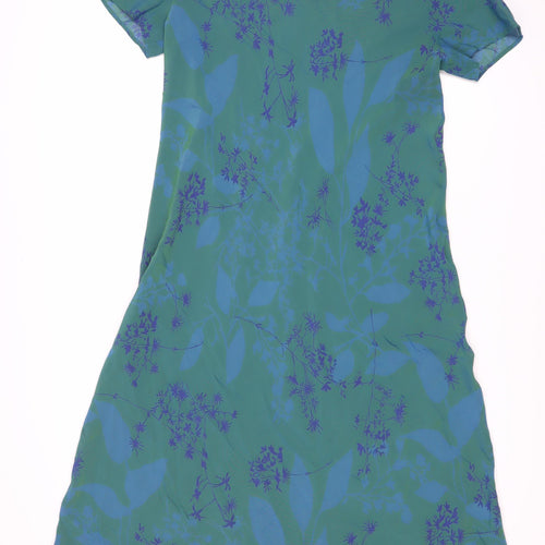 Marks and Spencer Women's Green Floral Dress, Size 12