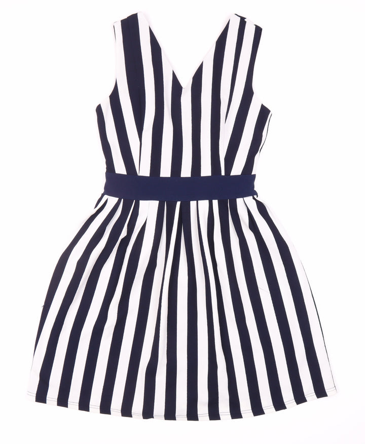 Yumi Women's Blue Striped Fit & Flare Dress Size 8