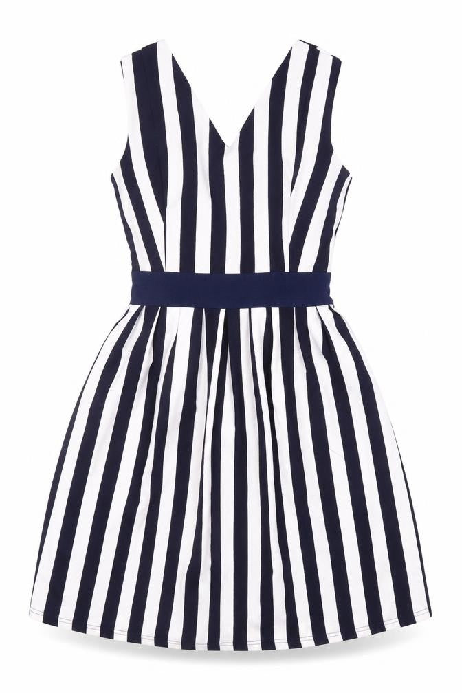 Yumi Women's Blue Striped Fit & Flare Dress Size 8