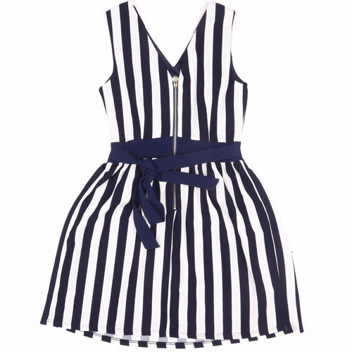 Yumi Women's Blue Striped Fit & Flare Dress Size 8