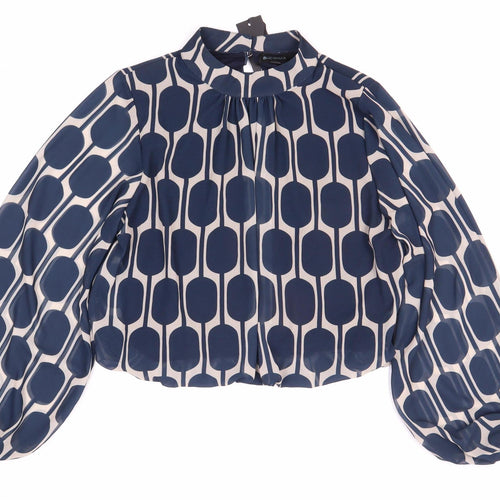 Blue Vanilla Women's Geometric Blouse, S/M, Collared, New