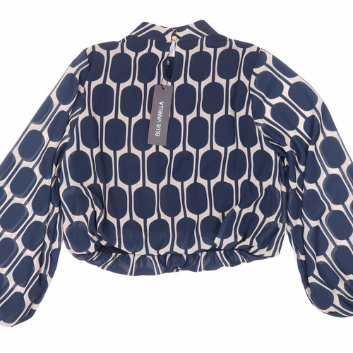 Blue Vanilla Women's Geometric Blouse, S/M, Collared, New