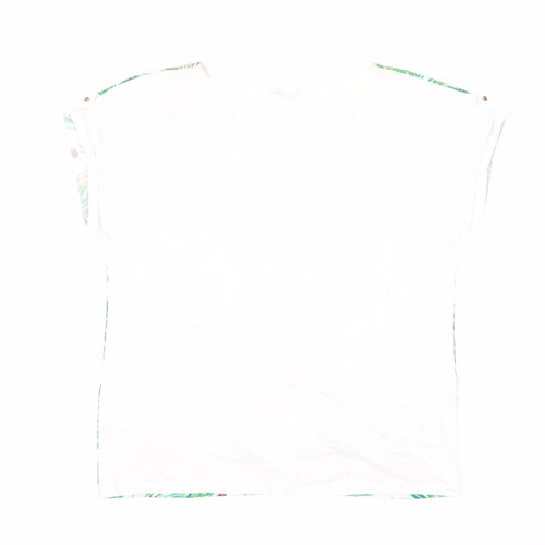 M&Co Women's Ivory Floral Cap Sleeve T-Shirt Size 12
