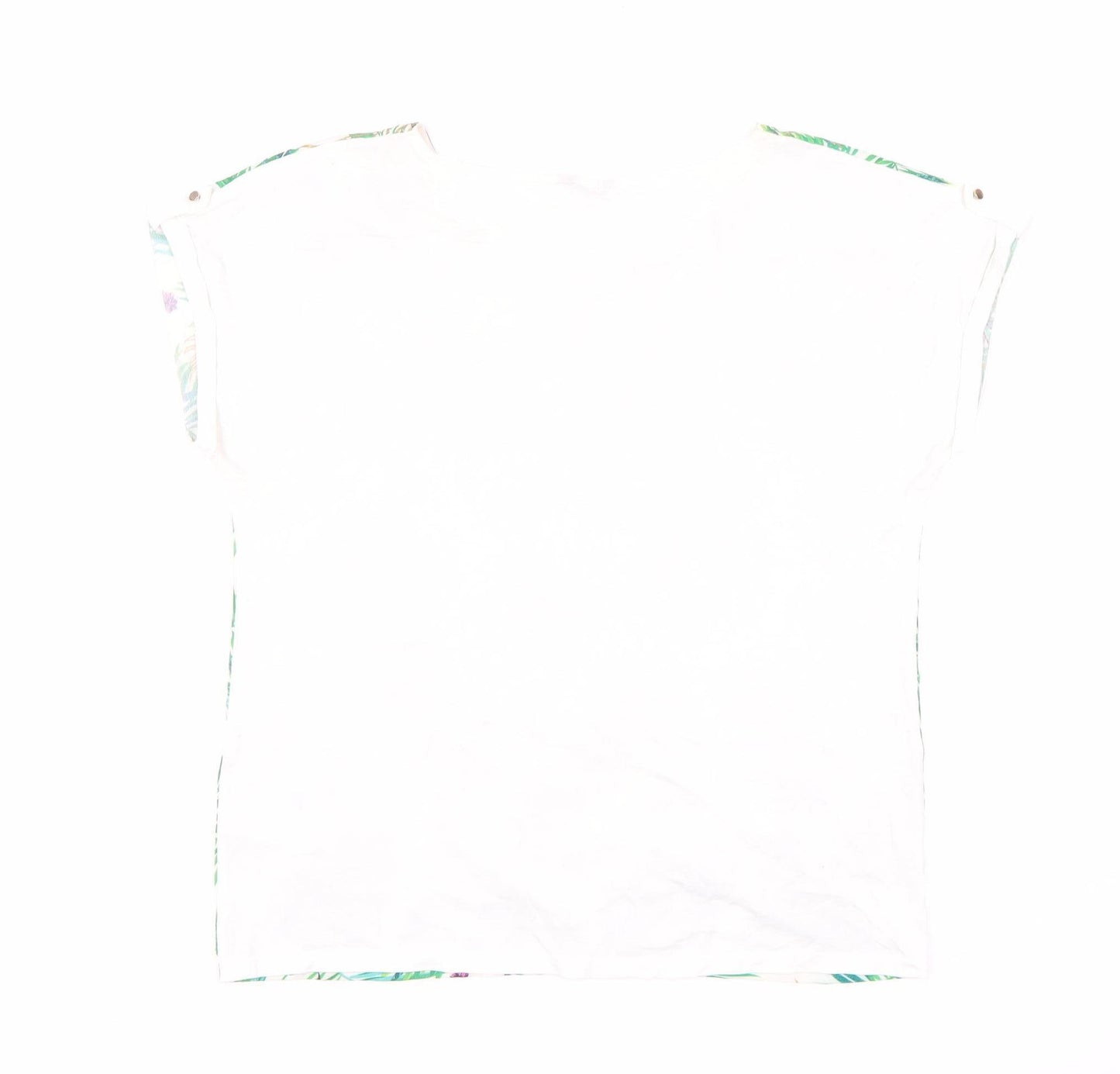 M&Co Women's Ivory Floral Cap Sleeve T-Shirt Size 12