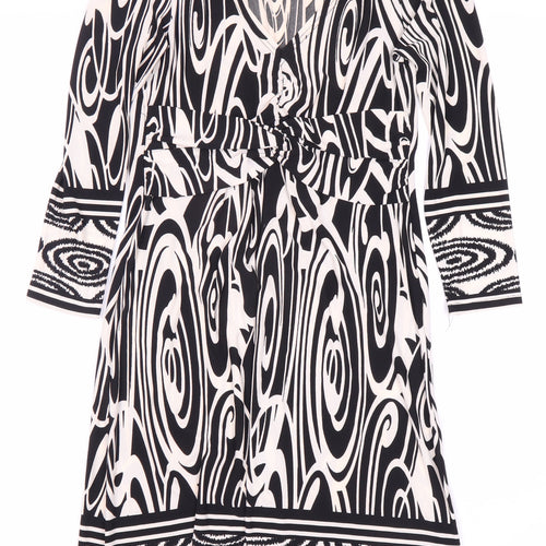 M&Co Women's Black Animal Print Dress Size 10