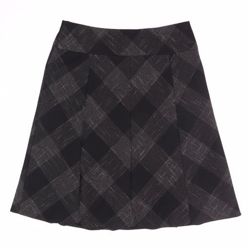 Marks and Spencer Women's Black Check Pleated Skirt Size 16