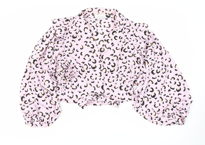 Topshop Women's Leopard Print Blouse in Size 12