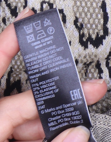 Marks and Spencer Women's Brown Animal Print Dress Size 8