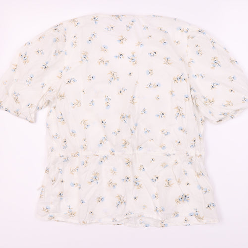 Kaffe Women's White Floral Wrap Blouse Size 10