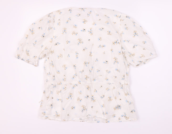 Kaffe Women's White Floral Wrap Blouse Size 10