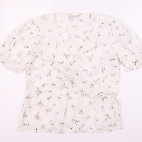 Kaffe Women's White Floral Wrap Blouse Size 10