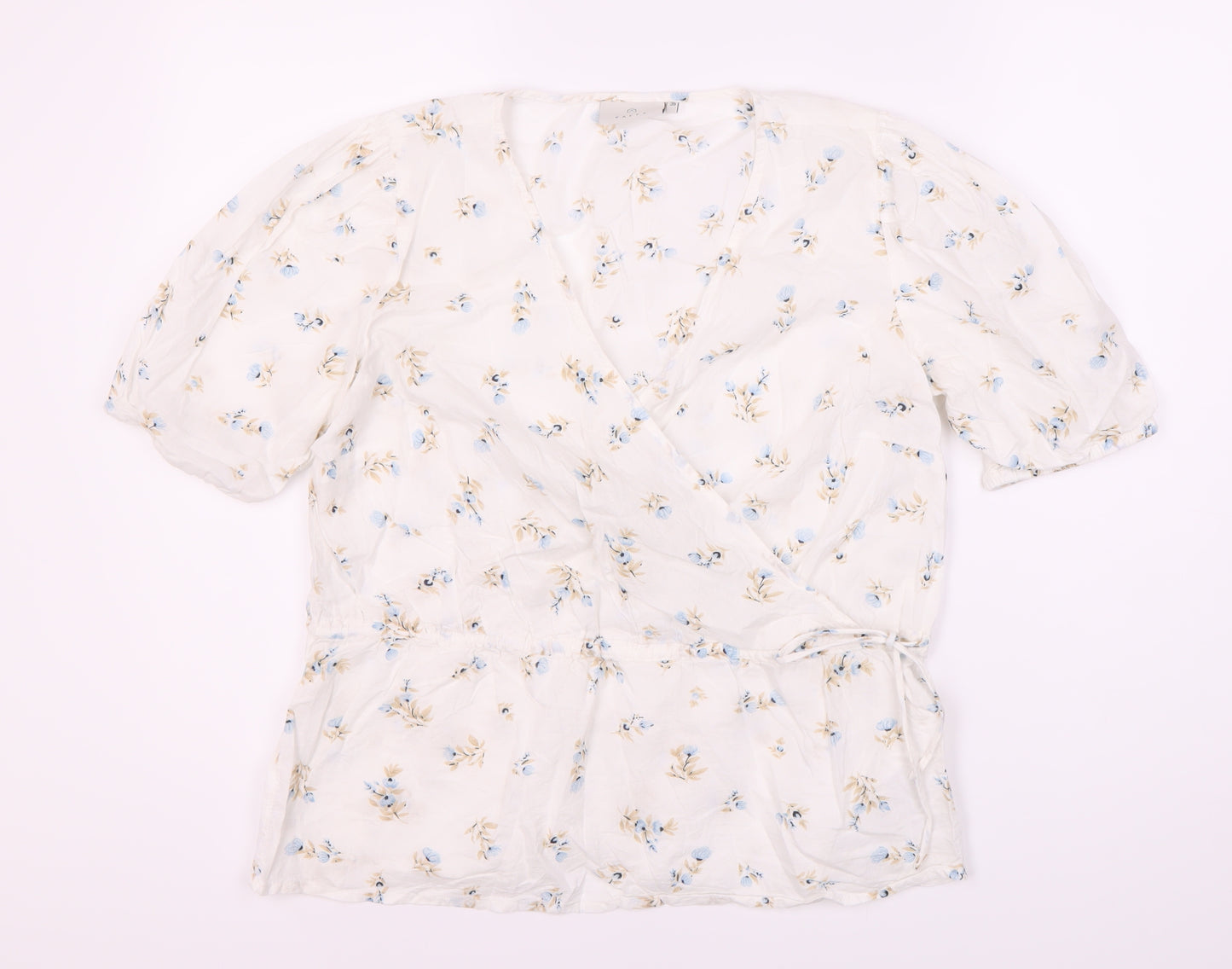 Kaffe Women's White Floral Wrap Blouse Size 10