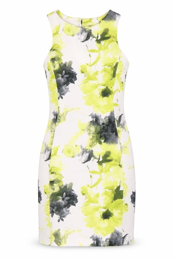 Front view of Quiz Women's Multicoloured Floral Bodycon Dress, size 10