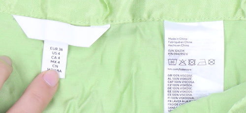 H&M Women's Green Viscose Skirt Size 8