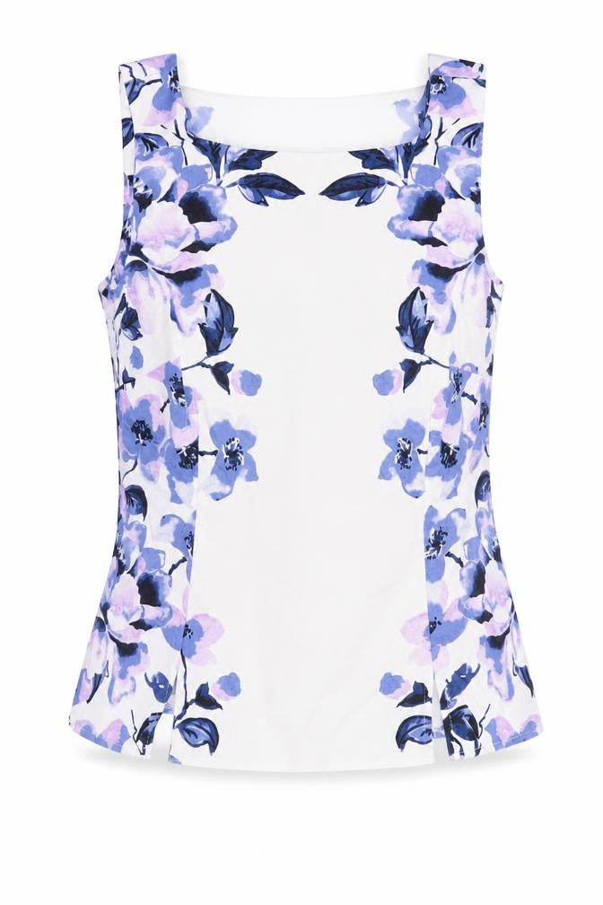 Front view of MCCo Women's Floral Sleeveless Blouse, size 12, Multicoloured
