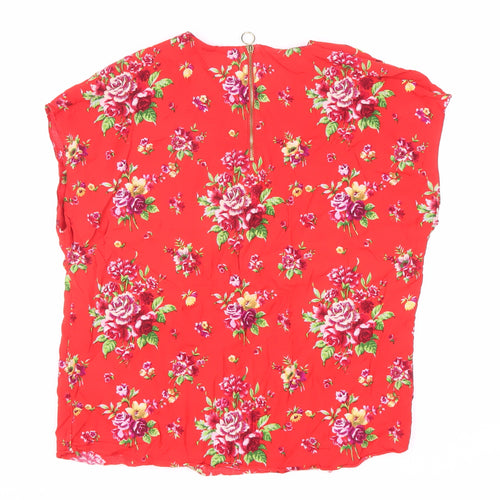 8PM Atelier Women's Red Floral Tunic Blouse Size 8