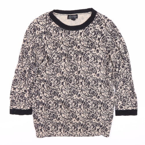 Topshop Women's Multicoloured Animal Print Pullover Jumper Size 10
