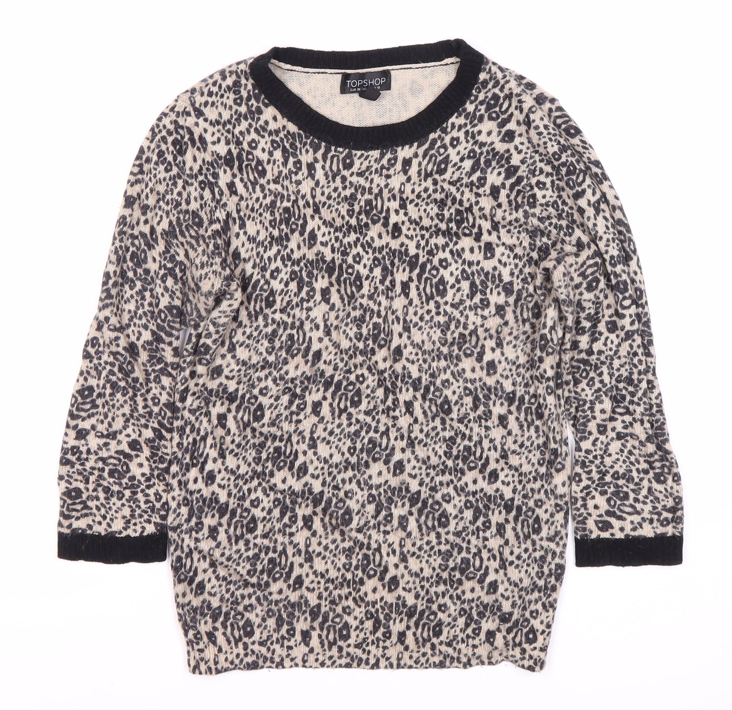 Topshop Women's Multicoloured Animal Print Pullover Jumper Size 10