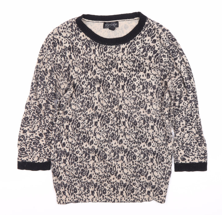 Topshop Women's Multicoloured Animal Print Pullover Jumper Size 10