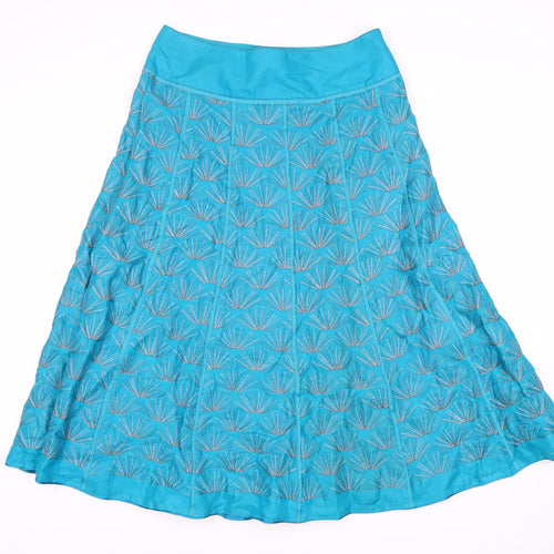Monsoon Women's Blue A-Line Embroidered Skirt 10