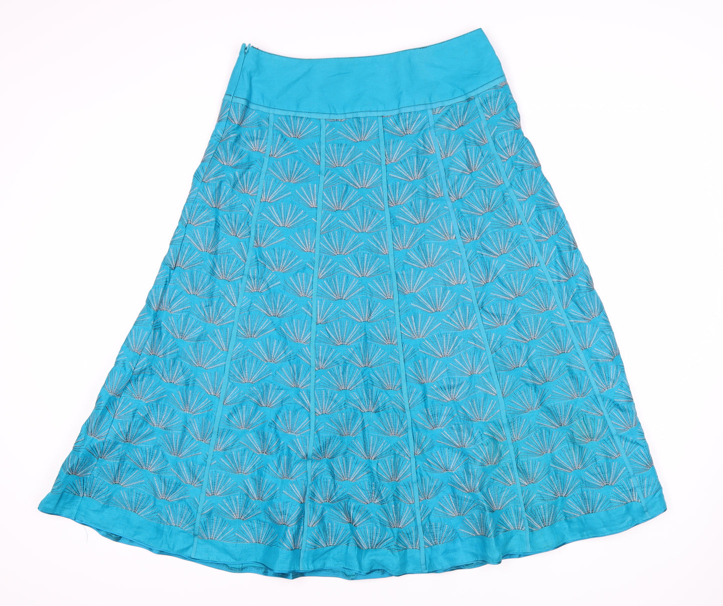 Monsoon Women's Blue A-Line Embroidered Skirt 10