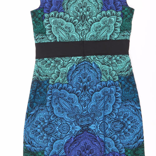 LONDON TIMES Women's Blue Green Paisley Sheath Dress Size 6