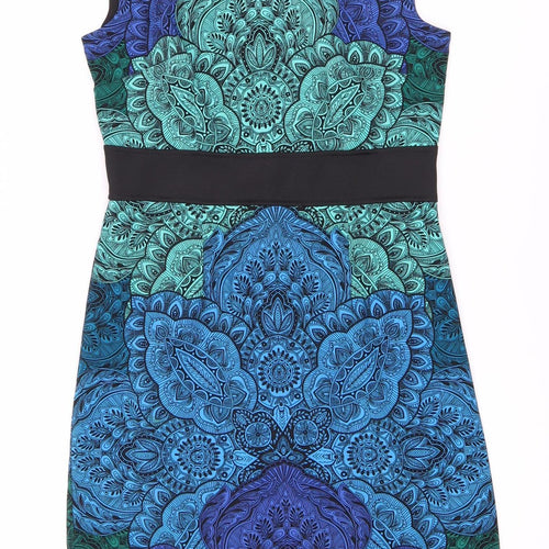 LONDON TIMES Women's Blue Green Paisley Sheath Dress Size 6