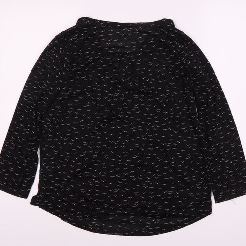 H&M Women's Black 3/4 Sleeve Animal Print Blouse