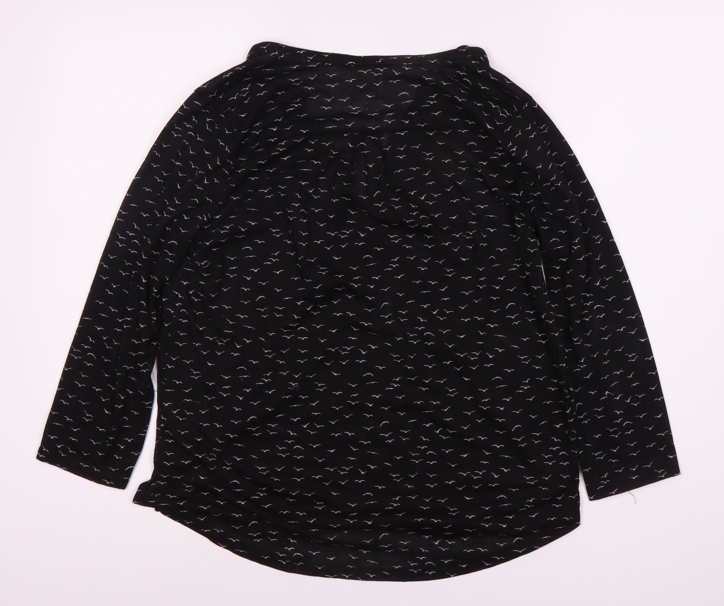 H&M Women's Black 3/4 Sleeve Animal Print Blouse