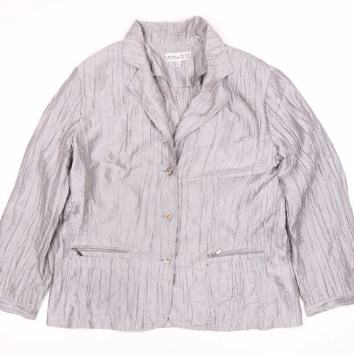 25° Sud B-25 Women's Grey Blazer, Size 18 - Elegant