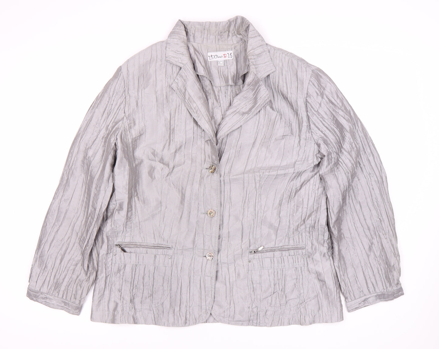 25° Sud B-25 Women's Grey Blazer, Size 18 - Elegant