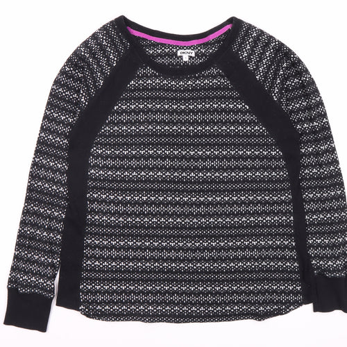DKNY Women's Black Geometric Knit Sweater Size S
