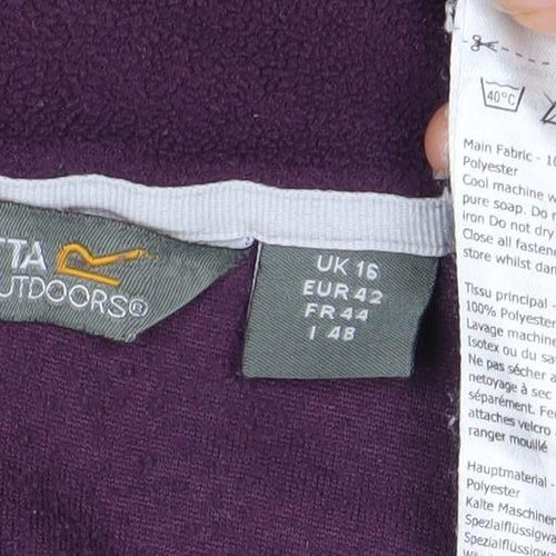 Regatta Women's Purple Pullover, Size 14, 1/4 Zip Fleece