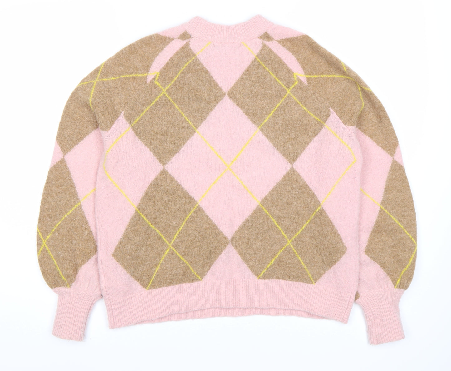 Boden Women's Pink Argyle Pullover Jumper Size 12