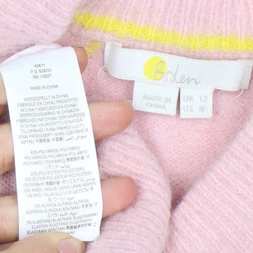Boden Women's Pink Argyle Pullover Jumper Size 12