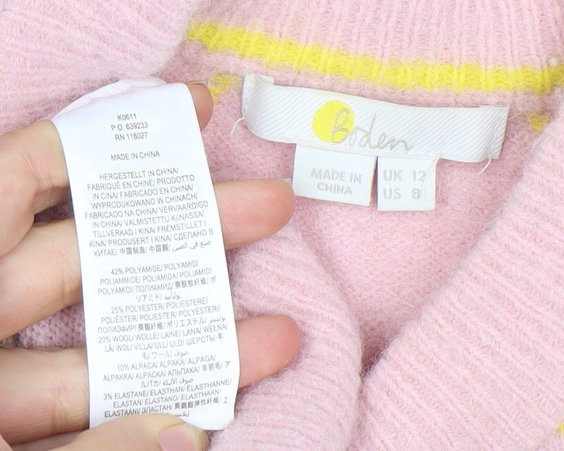 Boden Women's Pink Argyle Pullover Jumper Size 12