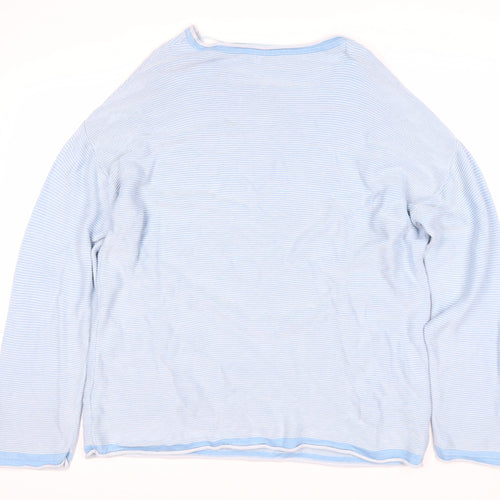 Cotton Traders Women's Blue Striped Pullover UK 14