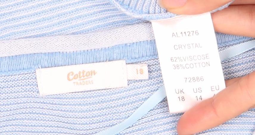 Cotton Traders Women's Blue Striped Pullover UK 14