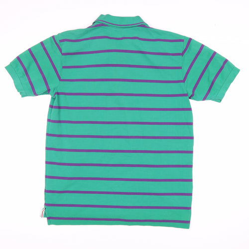Slazenger Men's Green Striped Polo Shirt M