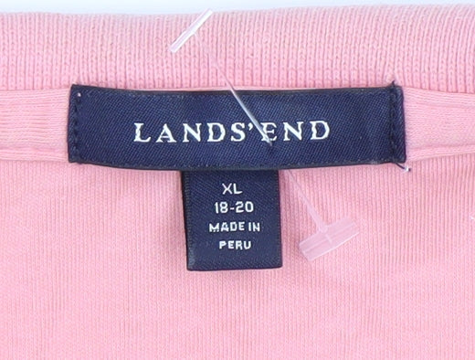 Lands' End Women's Pink Polo Shirt XL Casual