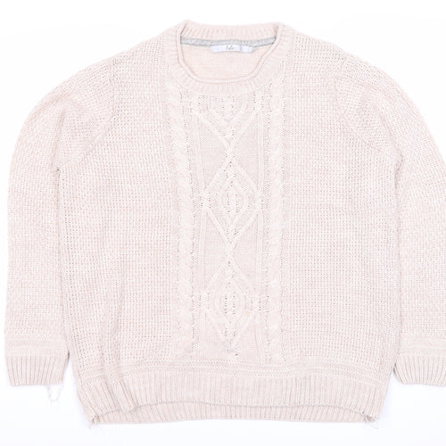 Isle Women's Beige Cable Knit Pullover Jumper XL