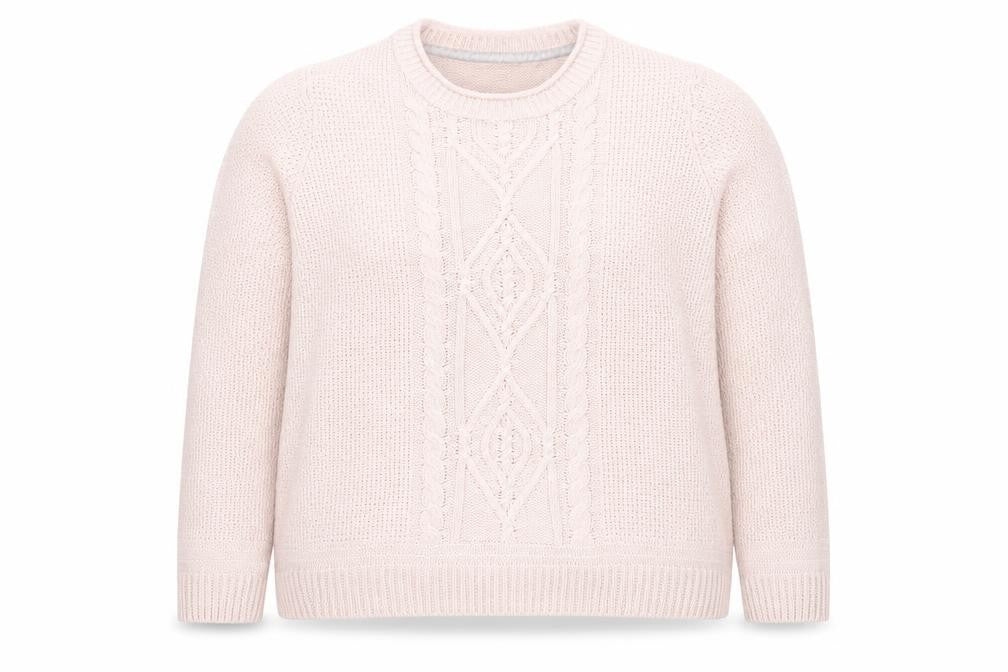 Front view of Isle Women's Beige Cable Knit jumper XL