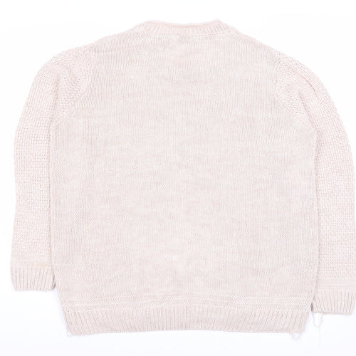 Isle Women's Beige Cable Knit Pullover Jumper XL