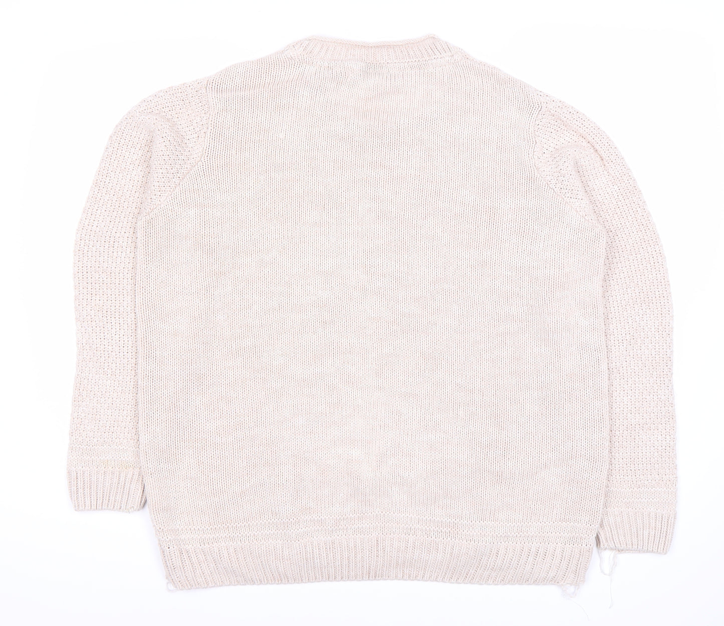 Isle Women's Beige Cable Knit Pullover Jumper XL