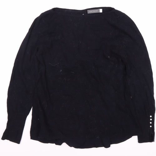 Mint Velvet Women's Black Jumper, Size 10, Button Accent