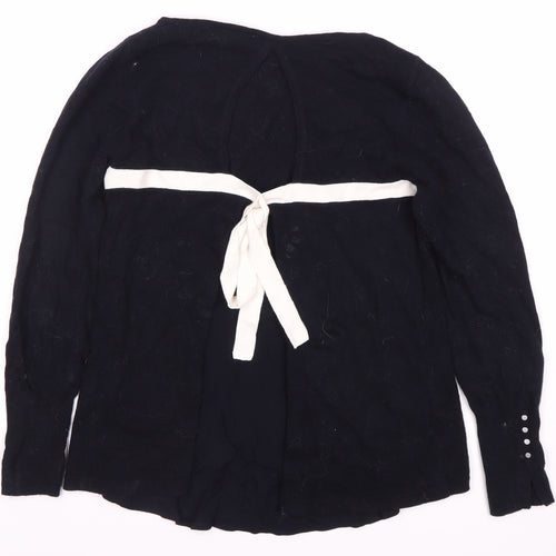 Mint Velvet Women's Black Jumper, Size 10, Button Accent